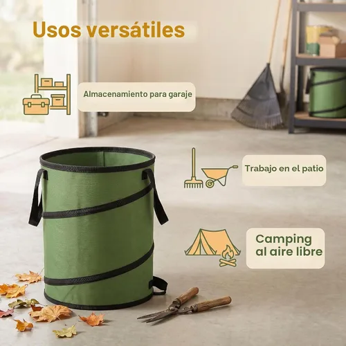 Vista 8 de Papelera para acampar, papelera emergente/papelera de reciclaje, cubo de basura reutilizable para exteriores, para jardín, patio, bolsa de basura