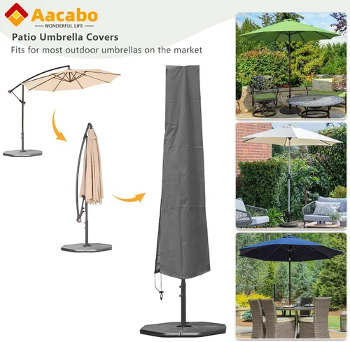 Vista 4 de Funda duradera para sombrilla de mercado, se adapta a paraguas de mercado de 9 a 12 pies, cubierta de sombrilla de patio, cubierta impermeable