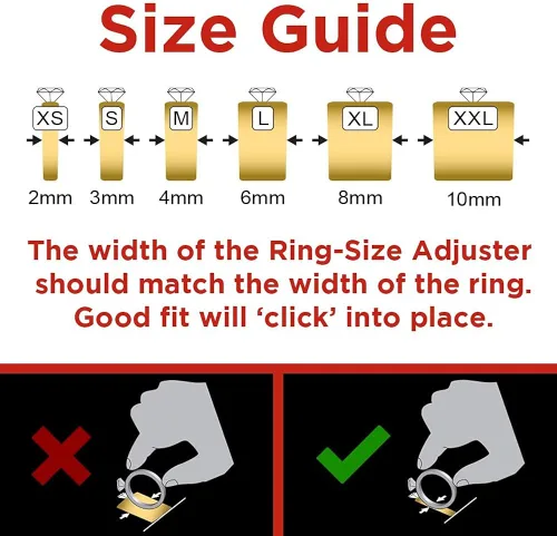 Vista 6 de Chrome Cherry Ringo - Ajustador de tamaño de anillo invisible para anillos sueltos paquete de 20 kit de cuidado