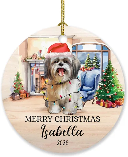 Vista 26 de Adorno personalizado de caniche negro, regalo para perro, mamá, perro, papá, adorno de Navidad único de perro caniche negro 2025, adorno de caniche