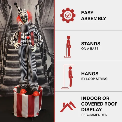 Vista 17 de Haunted Hill Farm Payaso parlante en el escenario Animatronic de Halloween