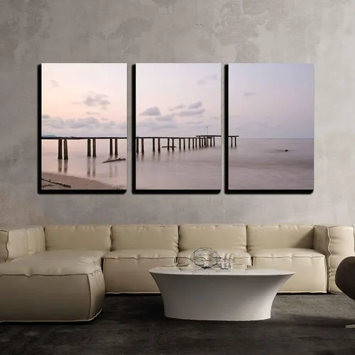 Vista 9 de wall26 - Arte de pared en lienzo de 3 piezas - Vista de la isla de Poros, Grecia y barco en blanco y negro - Arte moderno para el hogar estirado
