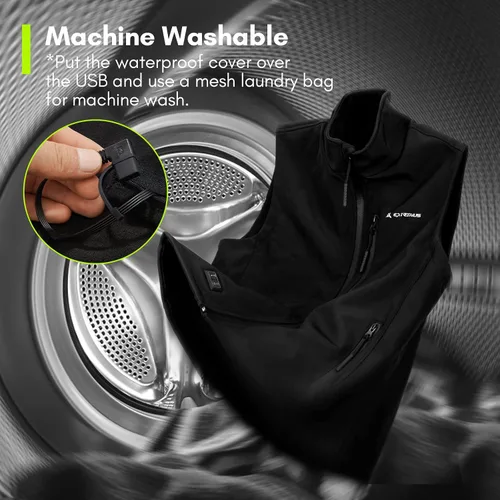 Vista 7 de Extremus Buckwell Chaleco calefactado chaleco eléctrico unisex con material de calentamiento rápido y calidez duradera Negro