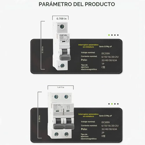 Vista 3 de GEYA Mini disyuntor CC, carril DIN 6KA DC MCB (1P 16A 250VDC)