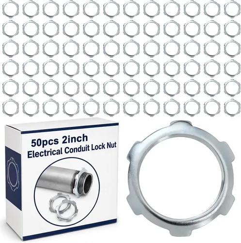 Vista 13 de Yaocom 50 piezas de tuercas de bloqueo de conducto eléctrico, tuerca de bloqueo rígida, acero galvanizado, accesorios de conductos eléctricos