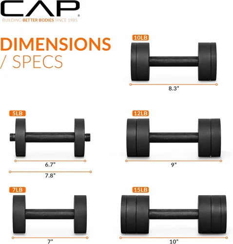 Vista 4 de CAP Barbell - Mancuerna ajustable de 15 lb Peso compacto de hierro fundido Múltiples opciones