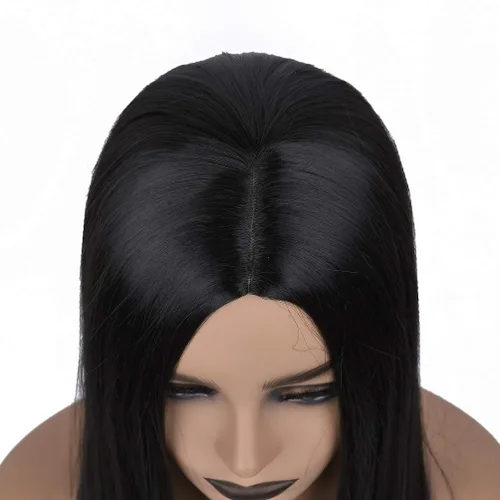 Vista 5 de YunYan Peluca negra para mujer, peluca larga y recta de color natural, peluca sintética resistente al calor, densidad del 150%, 26 pulgadas