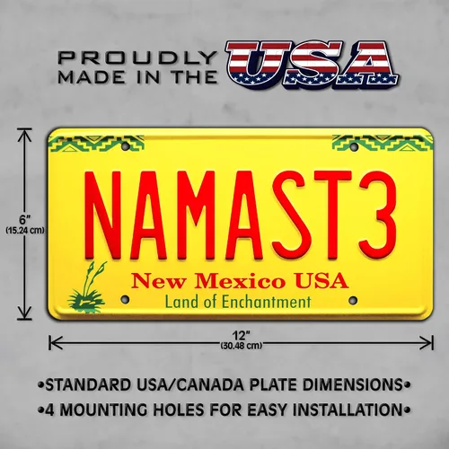 Vista 3 de Howard Hamlin Namaste Placa de matrícula estampada de metal