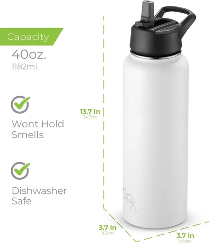 Vista 78 de SIPX™ Botella de Agua Aislada de 18 oz con 3 Tapas – Acero Inoxidable a Prueba de Fugas, Triple Aislamiento – Frío 24 Horas/Caliente 12 Horas – Negro