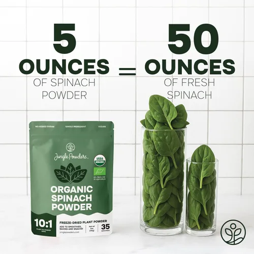 Vista 7 de Jungle Powders Polvo orgánico de arándanos silvestres de 5 onzas y polvo de espinacas de 5 onzas – Extractos liofilizados de hoja entera y bayas