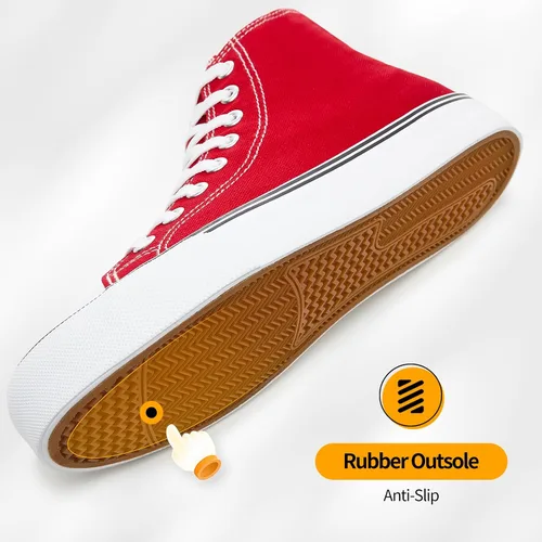 Vista 4 de Tenis de lona de caña alta con cordones para mujer, estilo informal, ideales para caminar