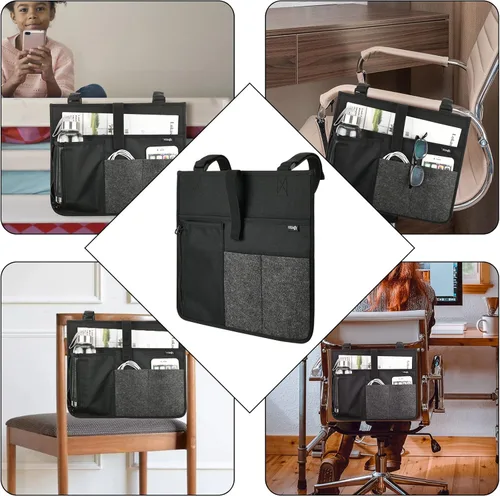 Vista 5 de Cosmos Organizador lateral para reposabrazos, organizador de mesita de noche, litera, bolsa de almacenamiento para silla de ruedas, bolsa
