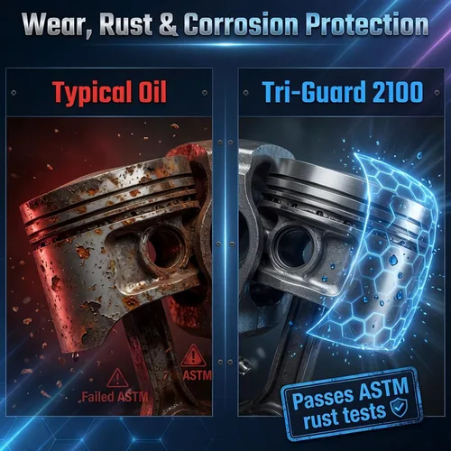 Vista 7 de Tri-Guard 2100 Aceite de compresor de aire sintético para compresores de pistón - 8,000 horas de vida, ISO 100 SAE 30 sin detergente (1 galón)