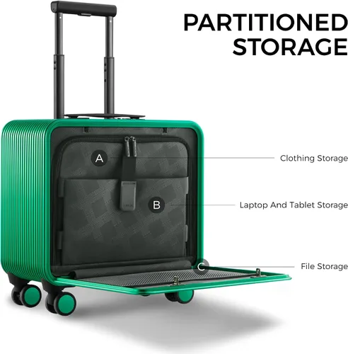 Vista 2 de TUPLUS QUICK Maleta rígida de aluminio con ruedas dobles giratorias, equipaje de mano de 16 pulgadas, silencioso, maleta con bloqueo TSA, Verde