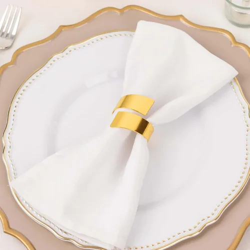 Vista 16 de Efavormart - Servilleteros de lino con hojas ornamentadas de oro metálico, paquete de 4