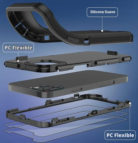 Vista 4 de Funda para iPhone 14 Pro Max con 2 protectores de pantalla, resistente de servicio pesado a prueba de golpes, protección contra caídas, resistente