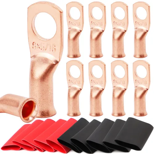 Vista 73 de TKDMR - Kit de 264 piezas de extremos de cable de batería, 132 piezas de terminales de anillo de lengüetas de cable de cobre resistentes AWG 8 6 4 2