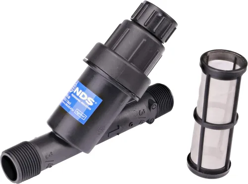 Vista 3 de NDS PRYF 30 - Filtro Y regulador de presión, 3/4 pulg. MPT X 3/4 pulg. MPT, rango de flujo de 0.2-5 GPM, 30 PSI, malla de 200, negro