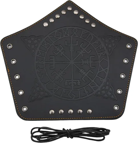 Vista 5 de GelConnie Guantelete de cuero pulsera vikingo de cuero protector de brazo medieval armadura brazaletes de cuero muñequeras Cosplay