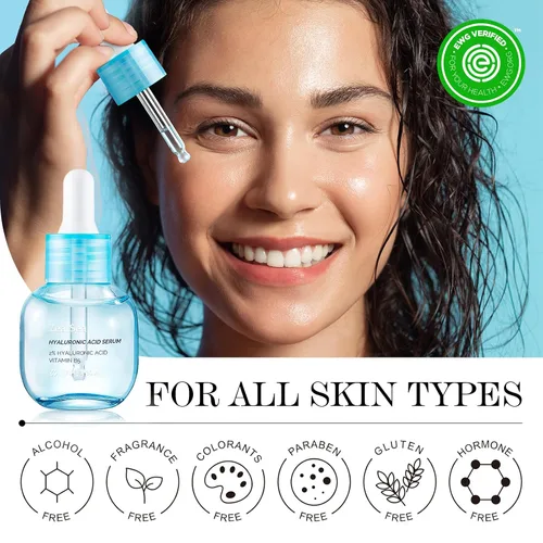 Vista 5 de ZealSea Suero de ácido hialurónico para la cara, suero hidratante de microagujas, certificado EWG para piel sensible, vegano, sin fragancia,