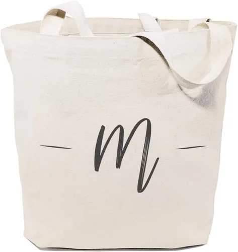 Vista 6 de The Cotton & Canvas Co. Bolso de hombro reutilizable para playa, compras y viajes con nombre personalizado