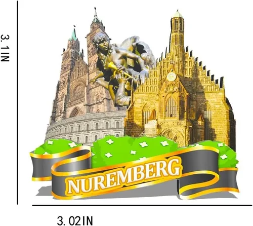 Vista 3 de Imán de Alemania Nuremberg para nevera de madera 3D, monumentos de viaje, coleccionables, recuerdos, decoración hecha a mano -220