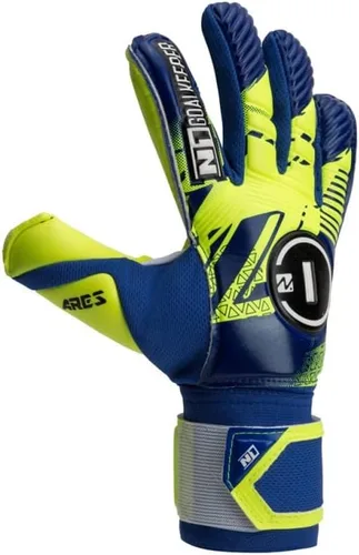 Vista 4 de N1 Goalkeeper gloves Ares Kids. Guantes de fútbol juvenil con corte Ergoroll y palma de látex alemana. Guantes de portero de fútbol para niños