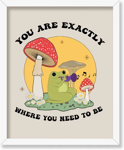 Vista 54 de Poster Master All That Is Meant To Be Poster - Retro Frog on Mushroom Print - Meditation Art - Motivational Design - Preppy Print - Trendy Decor