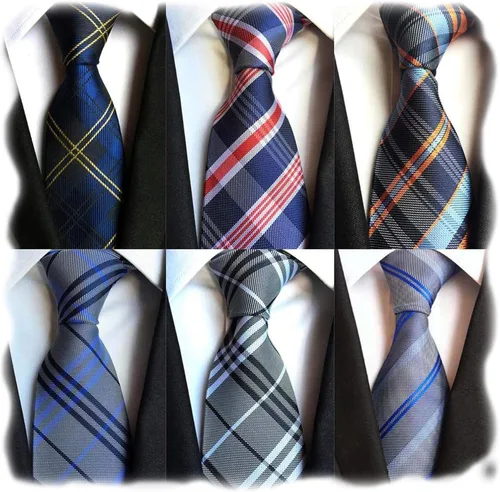 Vista 25 de WeiShang Lote de 6 corbatas clásicas de seda para hombre, corbatas tejidas jacquard