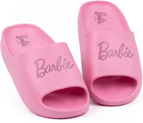 Vista 4 de Barbie Womens Sliders Ladies Pink Doll Logo Summer Beachwear Shoes