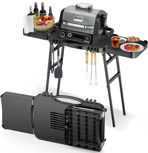 Vista 9 de Mesa de Parrilla Plegable para Interior Portátil Compatible con Parrilla de Madera al Aire Libre Ninja (Serie OG701 OG850 OG951), Espacio Grande