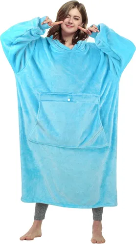 Vista 16 de Catalonia - Sudadera gigante tipo manta con capucha, sudadera con forro polar y bolsillo frontal grande, para adultos, hombres, mujeres