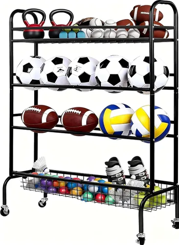 Vista 7 de Fitvids Organizador de equipo deportivo de garaje, almacenamiento de pelotas de garaje, almacenamiento de equipo deportivo, organizador de garaje