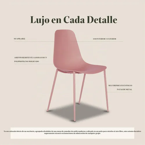 Vista 5 de Poly & BARK Isla - Juego de 4 sillas de cocina modernas, sillas de comedor de plástico con patas de metal, montaje rápido, sillas simples de café