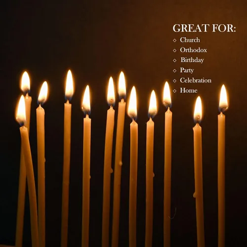 Vista 5 de DEYBBY 50 velas ortodoxas amarillas de cera de abeja