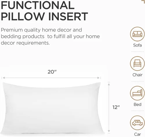 Vista 4 de Acanva - Relleno de almohada, insertos de relleno premium decorativos rectangulares, fundas de cojín de alta calidad para sofá, silla, silla