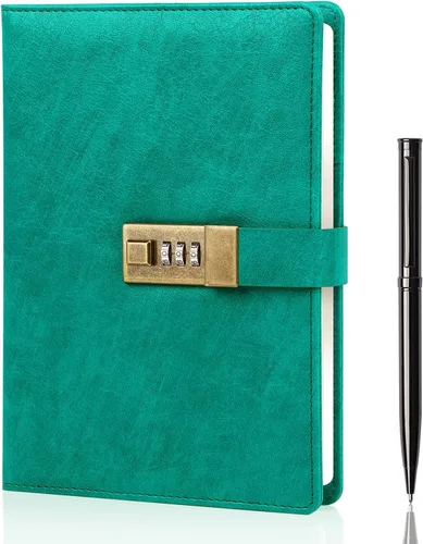 Vista 17 de WEMATE Diario con Cerradura, Diario A5 de Cuero PU con Cerradura 240 Páginas, Diario de Cerraduras Vintage, Cuaderno de Contraseña con Bolígrafo