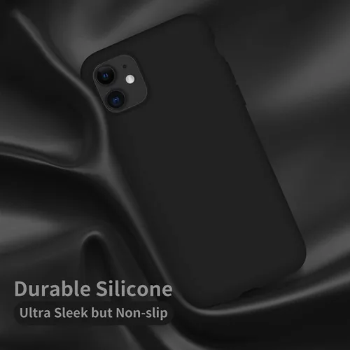 Vista 4 de Cordking Funda diseñada para iPhone 11, funda de silicona ultradelgada a prueba de golpes con [forro de microfibra suave antiarañazos], 6.1 Negro