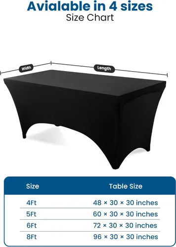 Vista 3 de Utopia Kitchen Mantel rectangular de spándex de 4 pies [1 unidad, negro] 200 GSM elástico, ajustado, lavable y resistente a las arrugas, cubierta
