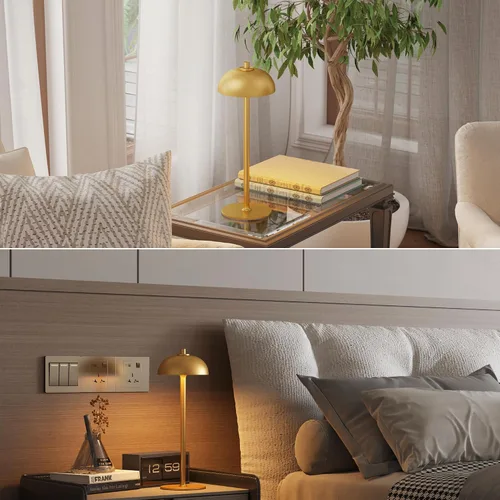Vista 5 de Lámpara de mesa inalámbrica recargable – Luz de mesa con pilas de 5000 mAh, lámpara de mesa LED regulable continua de 3 colores con función