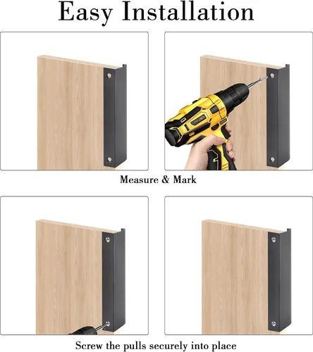 Vista 4 de JOOJA Juego de 10 tiradores con borde de dedo de estilo moderno para muebles y cajones, tiradores ocultos para gabinetes y cocina, perillas, negro