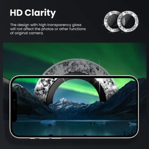 Vista 4 de Tensea Protector de lente de cámara compatible con iPhone 12 / iPhone 12 Mini, protector de pantalla de vidrio templado 9H para iPhone 12 mini