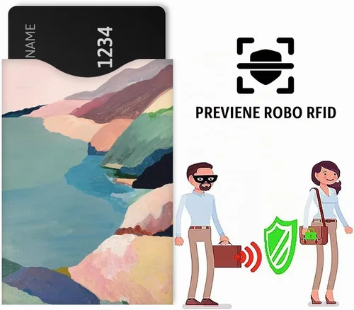 Vista 4 de Fundas de bloqueo RFID (10 fundas de bloqueo RFID, 5 diseños únicos) Juego de estuches de viaje con protección contra robo de identidad