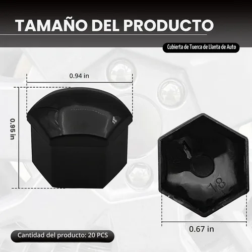 Vista 2 de 20 unidades de cubiertas para tuercas de rueda de coche, tapas hexagonales de 17 mm para pernos centrales, protector de cabeza de perno de cubo