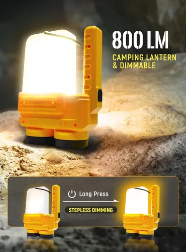 Vista 2 de Anhay Linterna LED recargable para campamento, linterna regulable con gancho, foco impermeable para emergencias de huracanes, al aire libre