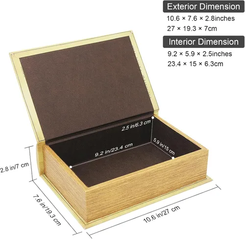 Vista 3 de PACOLO Cajas de libros decorativas, cubierta de madera sintética para almacenamiento oculto de joyas, dinero y efectivo (Avión)