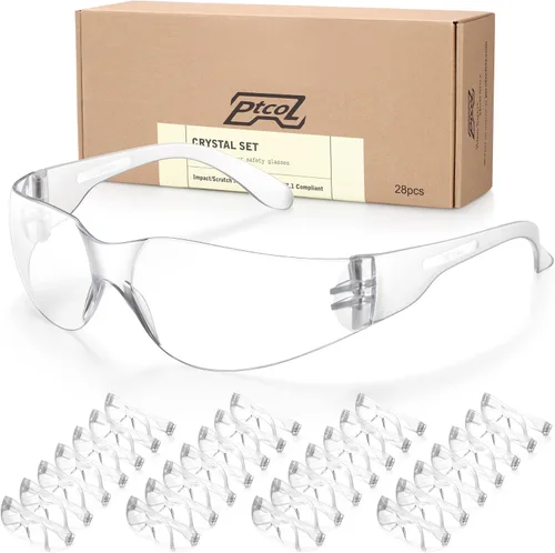 Vista 11 de Paquete de 3 Gafas de Seguridad a Granel con Lentes Cristalinas Transparentes Unisex Antirayones Gafas Protectoras Resistentes a Impactos