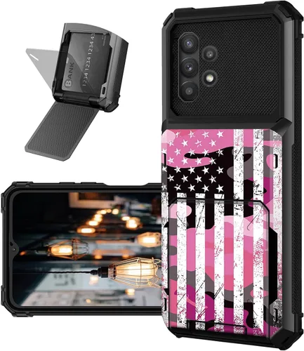 Vista 14 de Funda tipo cartera para Samsung Galaxy A32 5G con ranura para tarjetero, funda con tapa híbrida de doble capa, resistente, a prueba de golpes, funda