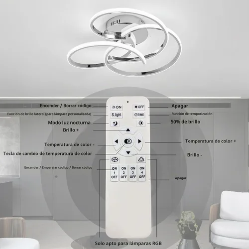 Vista 7 de CANEOE Lámpara de Techo LED Moderna, 42W Regulable Lámpara de Techo Empotrada con Control Remoto, Lámpara de Techo LED de Montaje Empotrado