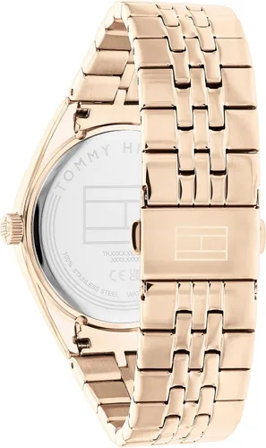 Vista 3 de Tommy Hilfiger Reloj multifunción de acero inoxidable y pulsera de eslabones para mujer, color clavel (modelo 1782593), Carnation